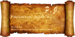 Pavlovics Jolán névjegykártya